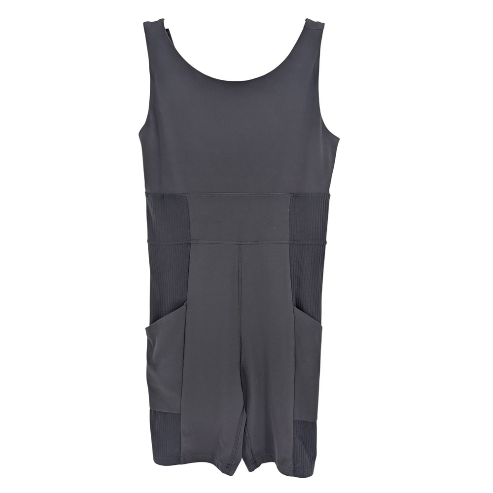 REI Co-op Active Romper Womens M Black Ribbed Pockets Athleisure Yoga Gorpcore